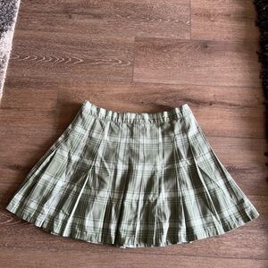 Aerie Green Plaid Skater Skirt